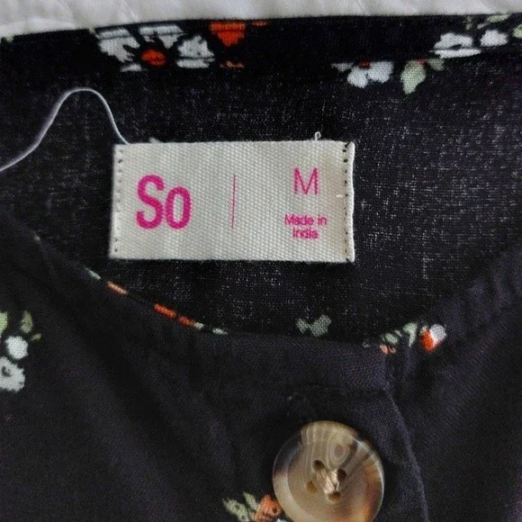 SO - Black Floral Button-Down Wide Strap Jumper Maxi Dress - Picture 3 of 9